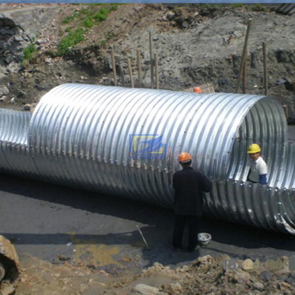 overlapped corrugated steel culvert pipe assembled by half segment